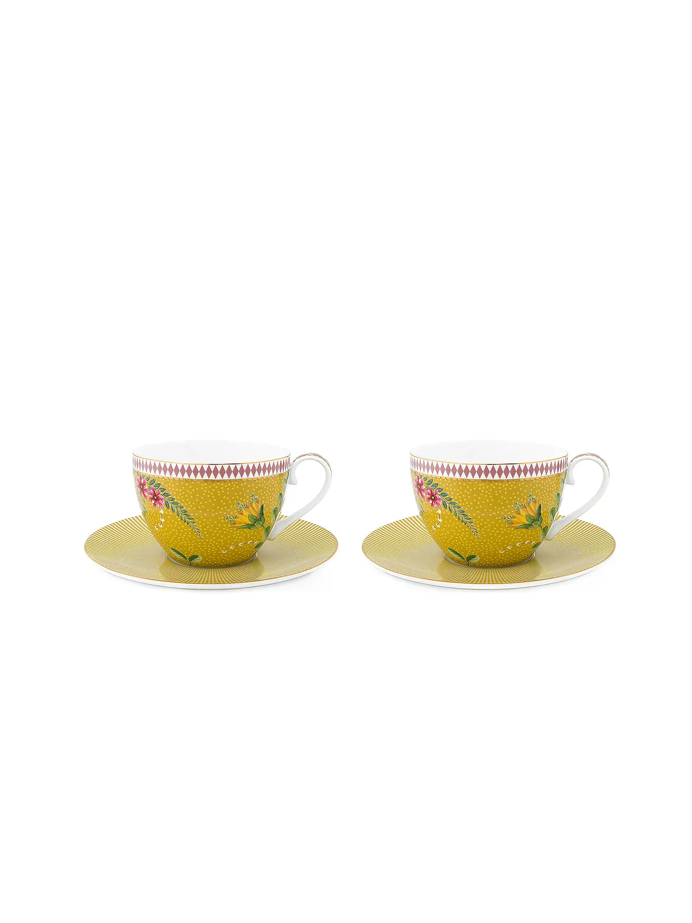 PIP STUDIO | Cappuccinotasse mit Untertasse Set 2er LA MAJORELLE 280ml Gelb | 